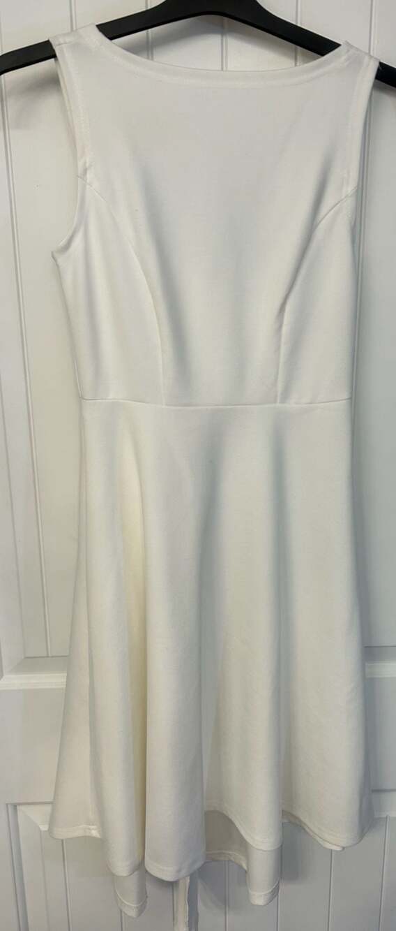 REORIA Boat Neck Sleeveless High Low Fit and Flare Dress White Small - Picture 2 of 8